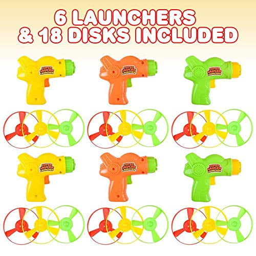 Cool Birthday Party Favors and Goody Bag Fillers for Children Set of 6 2 Discs Each Set Includes 1 Top ArtCreativity 2 in 1 Speed Top Flyer Fun Spinning Toys for Kids and 1 Launcher 