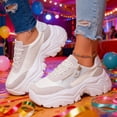 thumbnail image 5 of Sneakers for Women Fashion Platform White Leather Casual Dad Shoes Comfortable Wedge Walking Sport Sneakers, 5 of 8