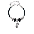 thumbnail image 2 of Delight Jewelry Black Nickeltone Crystal Initial - J - Beaded Border - Big Sister Celtic Knot Leather Bead Bracelet, 7"+2" Extender, 2 of 4