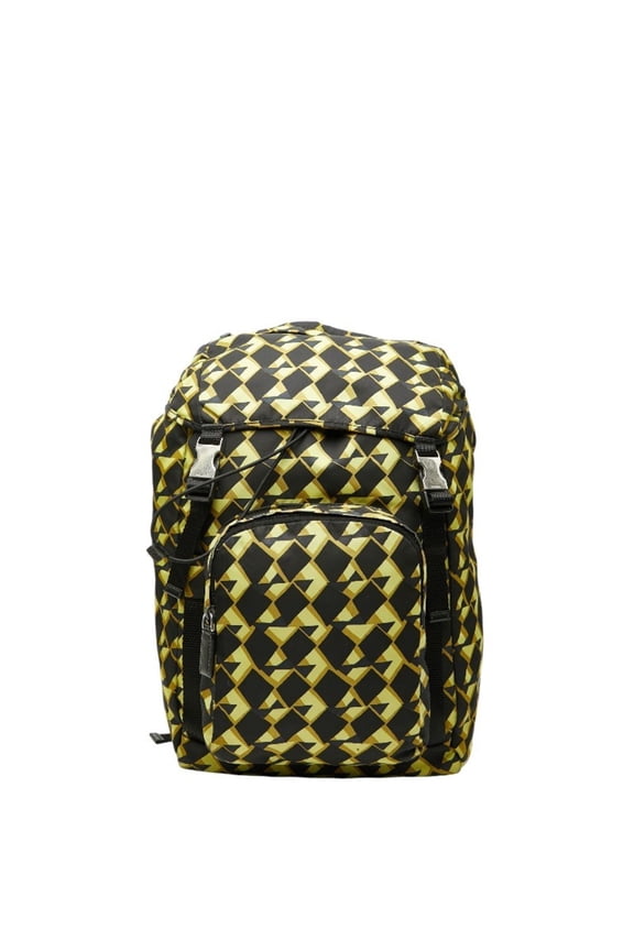 Pre-Owned Prada Backpack, Black, Yellow, Green Nylon, Women's.