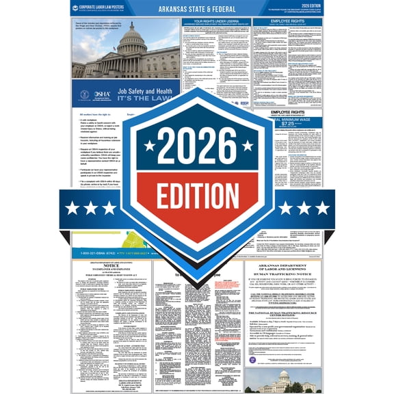 Corporate Labor Law Posters :: 2026 Arkansas State & Federal Labor Law Posters All in one [Plain Paper-English]