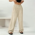 thumbnail image 4 of Brown Womens Sweatpants Women's Spring and Summer Thin Solid Color Cotton and Linen Pocket Pants Casual Pants Casual Pants Women, 4 of 6