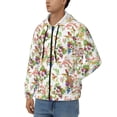 thumbnail image 3 of Goofa Birds And Flowers Pattern Mens Full-zip Hoodie, Zip-up Pullover Hooded Sweatshirt, Kangaroo Pocket Hoodie Ideal for Daily Wear, Travel, and Home-Large, 3 of 5