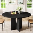 thumbnail image 2 of Fnova 39.37" Modern Round Dining Table for 4 with Wood Tabletop, Kitchen Table for Dining Room, Black, 2 of 12