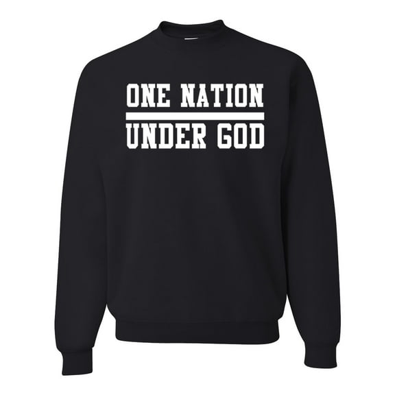 Wild Bobby One Nation Under God Inspirational/Christian Unisex Crewneck Graphic Sweatshirt, Black, Small
