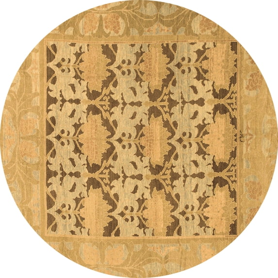 Ahgly Company Indoor Round Oriental Brown Traditional Area Rugs, 3' Round
