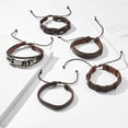 thumbnail image 4 of Pulseras de cuero trenzado negro de 5 piezas para hombre y mujer, pulseras de ojos punk rock, 4 of 4
