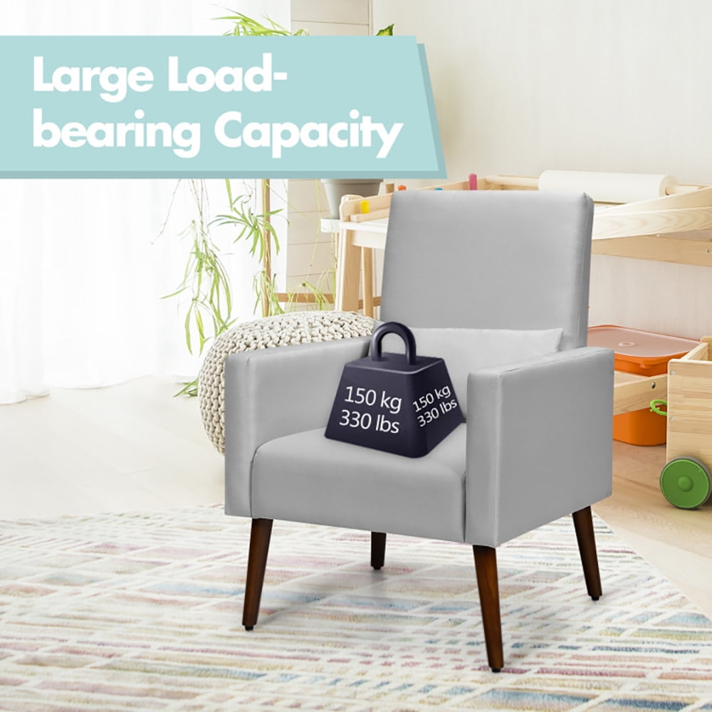 Barara King Rocking Chair Nursery Glider, Comfy Rocker Nursery Chair, 2-in-1 Fabric Upholstered Rocking Chair with Pillow-Light Gray