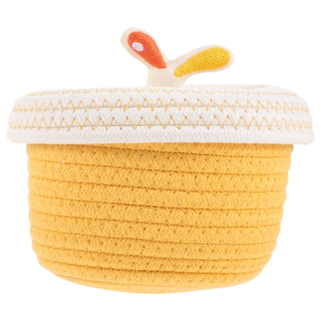 Cotton Woven Storage Basket with Lid Multi-Purpose Organizer for Toys Snacks Keys and Household Sundries