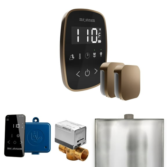 Mr Steam ButlerFlex Max Steam Shower Pkg w/TempoFlex Control and Steamhead in Black Nouveau Bronze