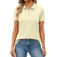 thumbnail image 2 of Women's Golf Shirts Short Sleeve UPF 50+ Collared Shirt Quick Dry Tennis Work Athletic Tops Beige S, 2 of 5