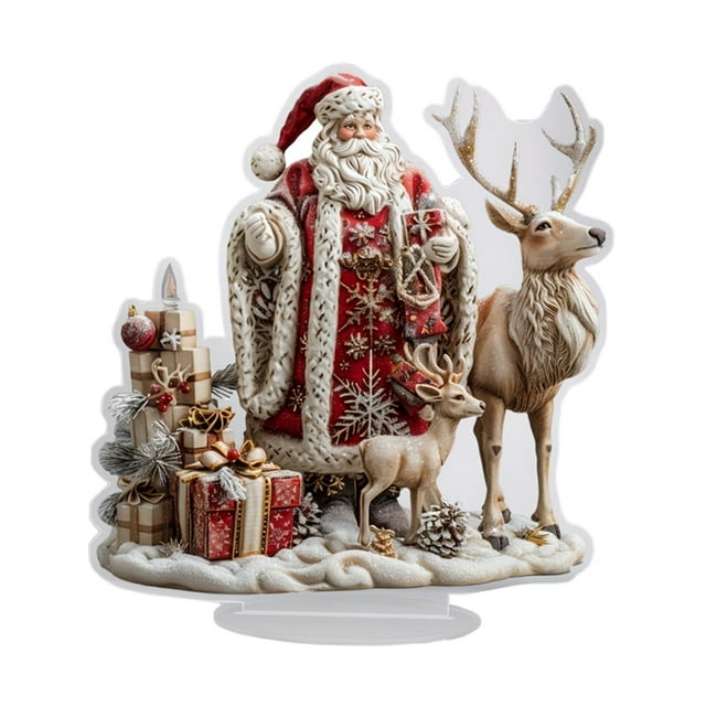 Decoración de mesa acrílica 2D con motivo de Papá Noel, resistente al agua, para coleccionistas. Estilo A
