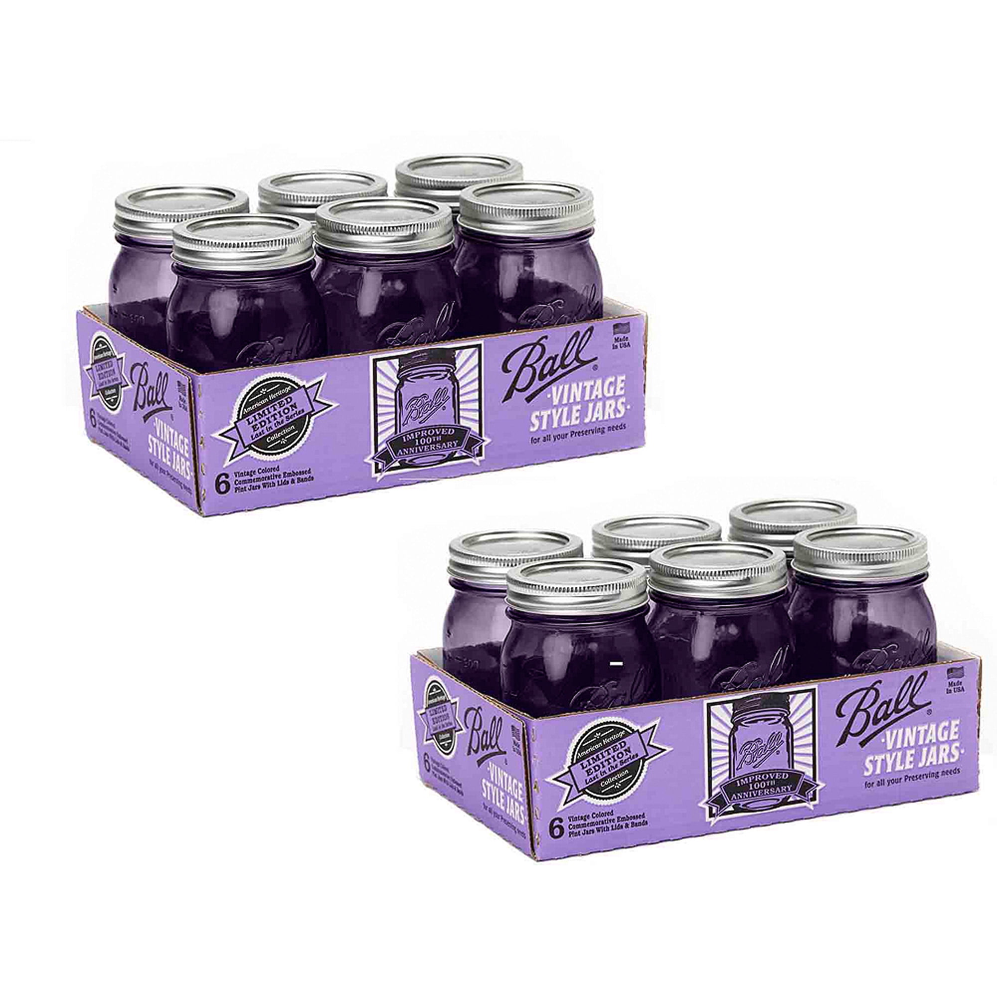6PK New Ball 2015 Royal Purple Heritage Collection 1 Quart Canning Jars 