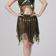 thumbnail image 6 of Womens Sheer Mesh Mini Skirts Bell Dance Handkerchief Hem Sequin See-Through Skirts Sparkly Gold Coins Black, Free Size, 6 of 7