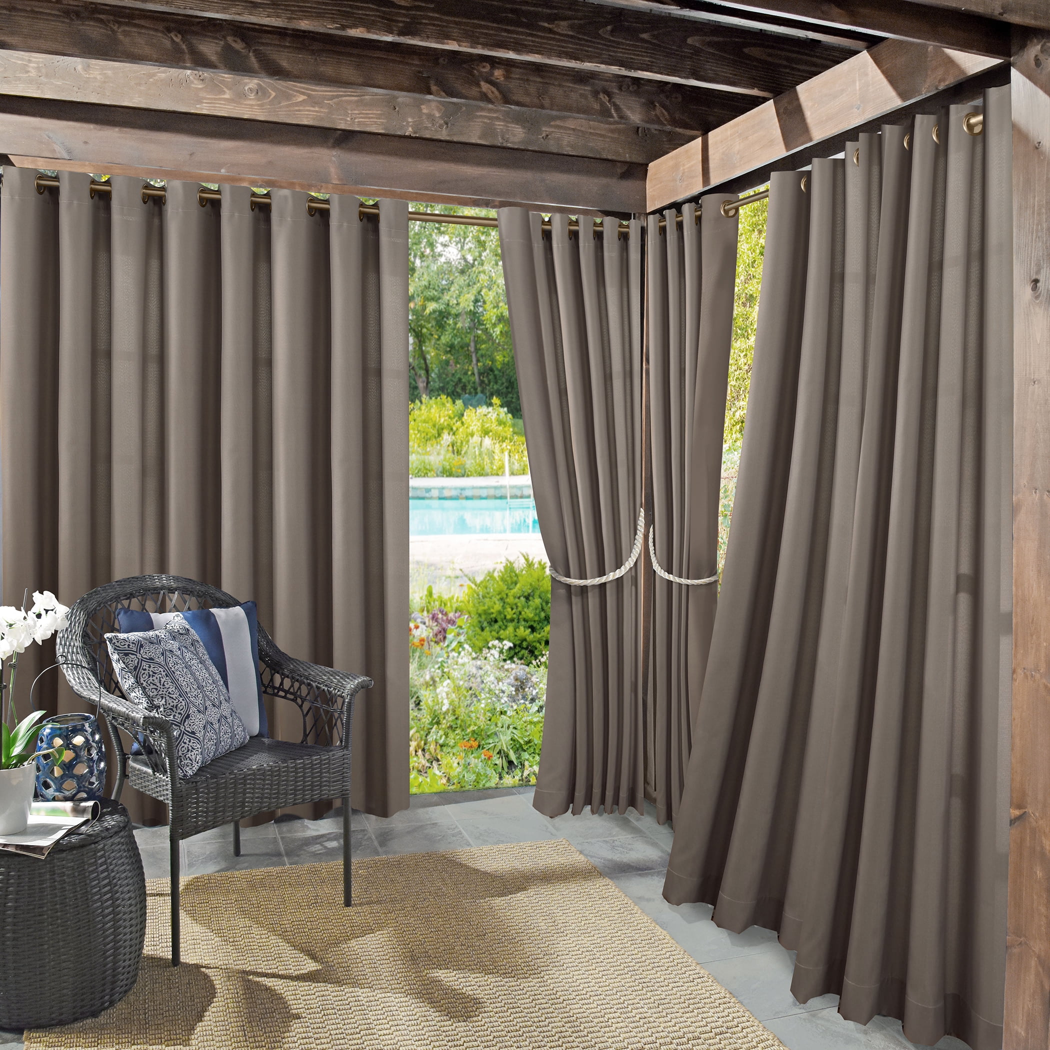 108"x52" Rodham Indoor/Outdoor Blackout Energy Efficient UV Resistant Curtain Panel Gray - Sun Zero