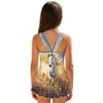 thumbnail image 2 of Uorisanigo Girls Swimsuits with Skirt Size 8-9 One Piece Bathing Suit Swimwear Sleeveless Modest Swim Dress Swimming Lessons, White Horse Floral, 2 of 6