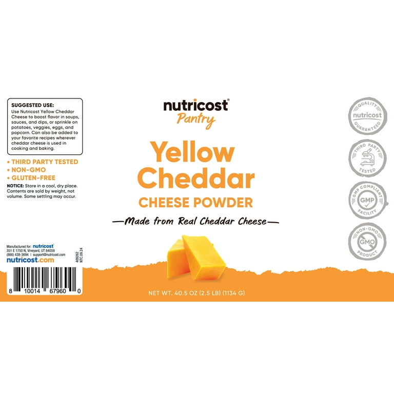 Nutricost Pantry Dried Yellow Cheddar Cheese Powder Mix, 2.5