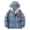 thumbnail image 4 of Odeerbi Teen Boys Girls Hooded Puffer Jacket Halloween Pumpkin Winter Coats Thermal Padded Coat Down Jacket Warm Clothes 5-16 Years Kids Long Sleeve Outerwear Heavy Coat Blue, 4 of 8