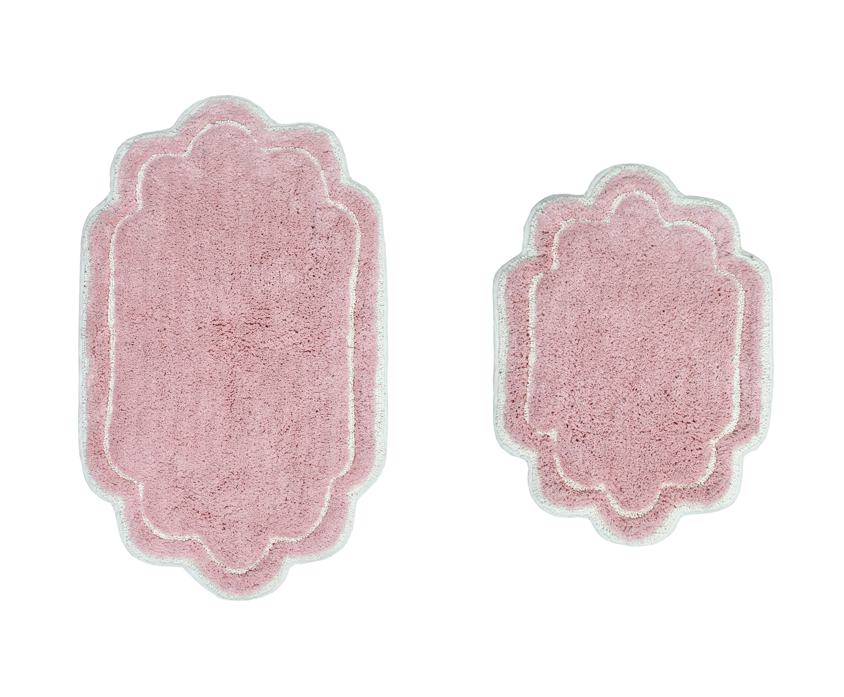 Home Weavers Allure Collection 100% Cotton Non-Slip Bathroom Rug Set Machine Washable Bathroom Rug-17"x24", Bath Rug- 21"x34", Pink Color 2 Piece Bath Carpet set