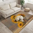 thumbnail image 2 of Area Rugs 4'x6'. Sunflower Carpet Runner Indoor Outdoor Rugs Home Decor Aesthetic, Vintage Yellow Botanical Floral Summer Non Slip Mats Washable Accent Rug for Living Room Bedroom, 2 of 8