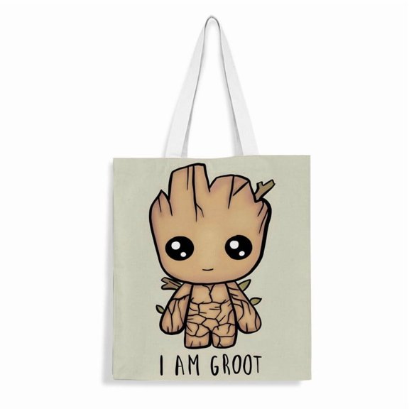 I am groot handbag 13.8×15.8 inches made of canvas material durable and stylish showcasing personal style