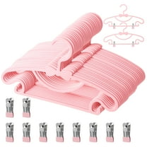 KABOER Baby Hangers for Closet, 50 Pack 11 Inch Toddler Hangers with 10 Pack Clips, Plastic Kids Hangers for Nursery, Baby Clothes Hangers, Ultra Slim and Stackable Space Saving