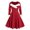 Red, variant on Herrnalise Christmas Women's Solid Color Dress Button V-Neck Long SleeveHair Collar S-2XL
