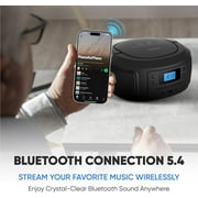 Philips Portable CD Player with Bluetooth, FM Radio, USB & AUX, Top-Loading Boombox, CD/CD-R/CD-RW/MP3, Black