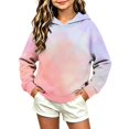 thumbnail image 6 of Girls Pullover Hoodies Girls Tie-Dye Hoodie Pullover No-Drawstring Long Sleeve Relaxed Fit Casual Sweatshirt with Kangaroo Pocket for Fall Winter School Daily Wear (Ages 3-14 Years, 6 of 6