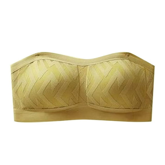 Women‘s Solid Color Strapless Bra Enhanced Bust Appearance Non Slip Thin Bandeau Push Up Bra