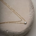 thumbnail image 3 of Mercie Sterling Silver Gold Vermeil Layered Pendant Necklace Bezel Set Stone Double Chain Design 18 Inch Everyday Wear, 3 of 7