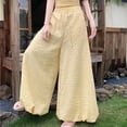 thumbnail image 3 of Women's Printed Bandage Pants, Elastic Waist With Pocket Detail, Casual Wide Leg Trousers For Boho Fashion Yellow XL, 3 of 7