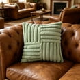 thumbnail image 4 of Housse de Coussin à Rayures Unies Assemblée, Polyester Doux, Housse de Coussin Rectangulaire, Déco Maison, Vert Pâle, JKODE, 4 of 6