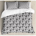 thumbnail image 1 of Dandelion Duvet Cover Set Queen Size, Monochrome Vintage Inspired Pattern with Botanical Motif and Polka Dots, Decorative 3 Piece Bedding Set with 2 Pillow Shams, Charcoal Grey White, by Ambesonne, 1 of 3