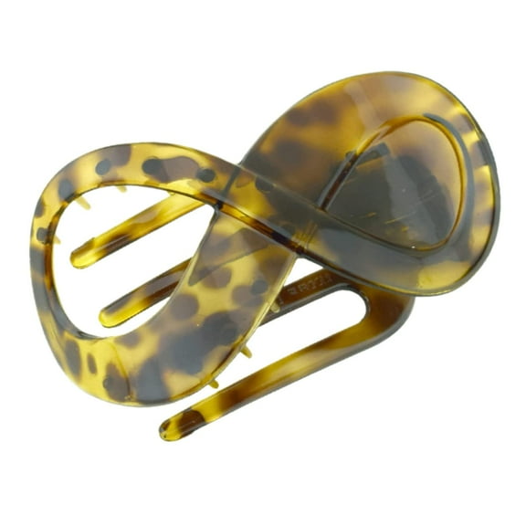 Parcelona French Infinity Loop Medium 3” Celluloid Hair Claw for Women and Girls (LeopardPrint)