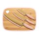 thumbnail image 1 of Paris Hilton Reversible Bamboo Cutting Board and Cutlery Set with Matching High Carbon Stainless Steel Knives, Blade Guards, Sleek Yet Comfortable Handle Grips, 7-Piece Set Gold, Pink, 1 of 9