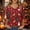 #240-Red, variant on Women's Christmas Print T-Shirt - Loose Fit Casual V-Neck 3/4 Sleeve Tops - Comfortable Pullover Blouse with Festive Design