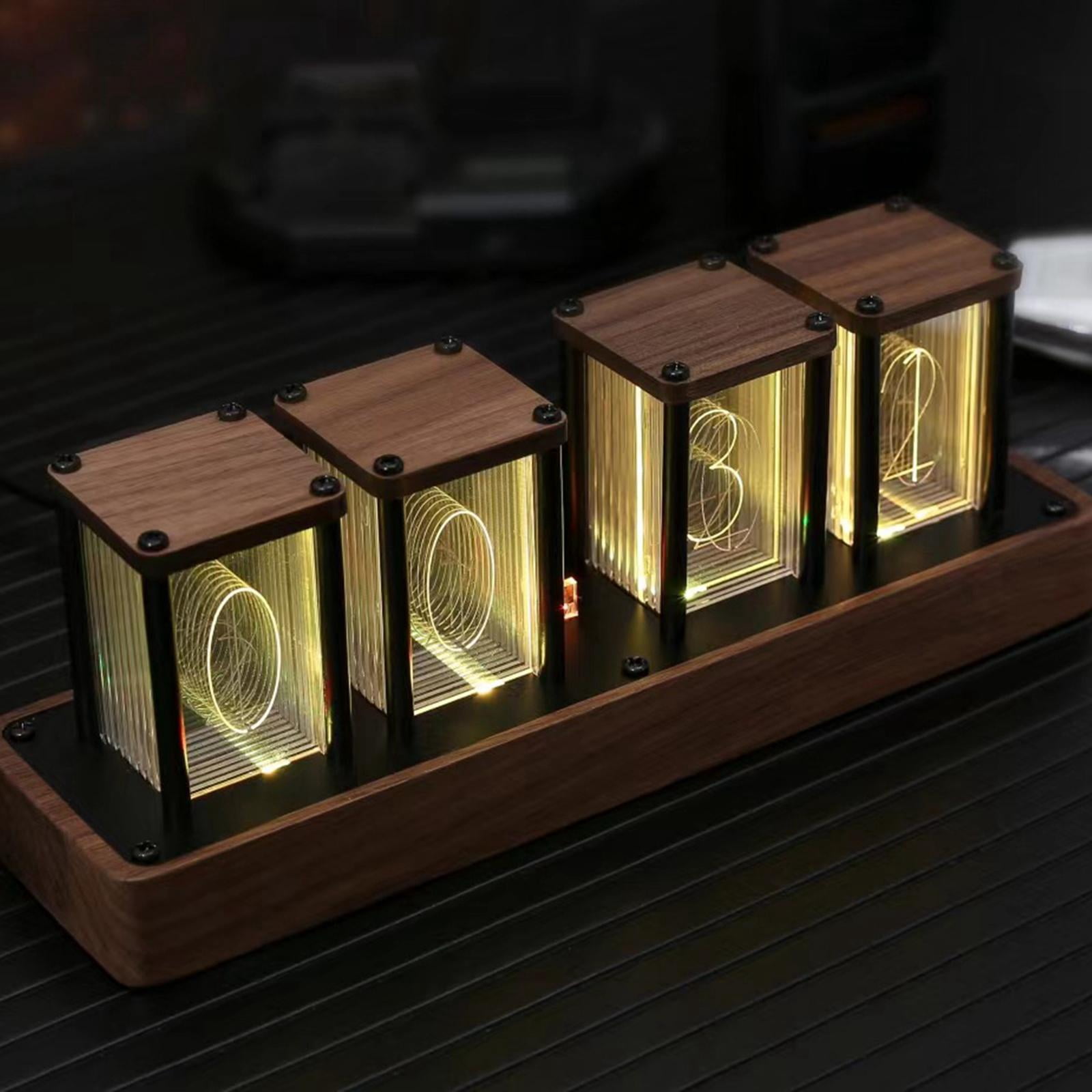 RGB Nixie Tube Clock, LED Desk Clock, Glow Tube Gift Alarm Clock for Home Bedroom Decor