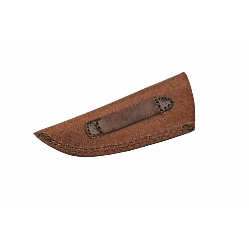 SANZ 7.25 Inch Fixed Blade Skinner Hunting Knife 3.25 Inch Damascus Steel Blade Stag Handle Brass Guard with Leather Sheath Outdoor Utility Knife
