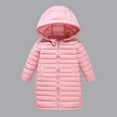 thumbnail image 2 of Bjutir Toddler Girls Coat Kids Long Down Coat Zipper Hooded Jacket Lightweight Children Winter Jackets Outwear Red 7-8 Years, 2 of 9