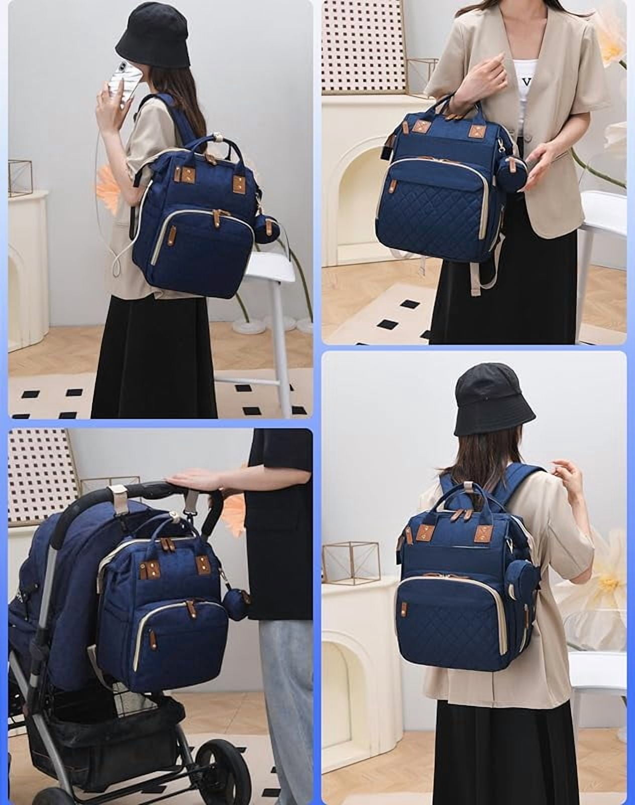Diaper Bag with Changing Station, Waterproof 3 in 1 Baby Diaper Backpack with Foldable Changing Pad, Large Travel Back Pack for Baby Girl Boy, Baby essentials