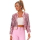 thumbnail image 1 of Disfraz de navidad Top de lentejuelas para mujer, manga larga, brillante, brillante, para fiesta, chaqueta de bombardero Rosa XS, 1 of 6
