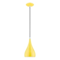 41171-82 Livex Lighting Metal Shade - 1 Light Mini Pendant in Metal ShadeCoastal Style - 6.25 Inches wide by 17 Inches high-Shiny Yellow/Polished