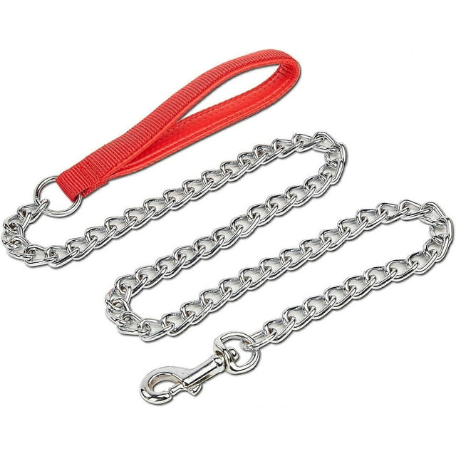 Laisse Résistante, Laisse de Chaîne en Métal avec Durabilité Inégalée, Poignée Rembourrée Douce pour un Contrôle Confortable, Longueur 120cm Parfaite pour les Promenades Quotidiennes
