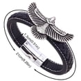 thumbnail image 3 of Fiudx Pulsera de Piel de Vaca de Águila Tejida a Mano, Pulsera de Acero Inoxidable para Hombres y Mujeres, 3 of 5