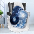 thumbnail image 4 of Space Soft Flannel Fleece Throw Blanket, Yin Yang World Moon and Sun Harmony of the Universe Art Print, Cozy Plush for Indoor and Outdoor Use, 60" x 80", Navy Blue Sky Blue White, by Ambesonne, 4 of 5