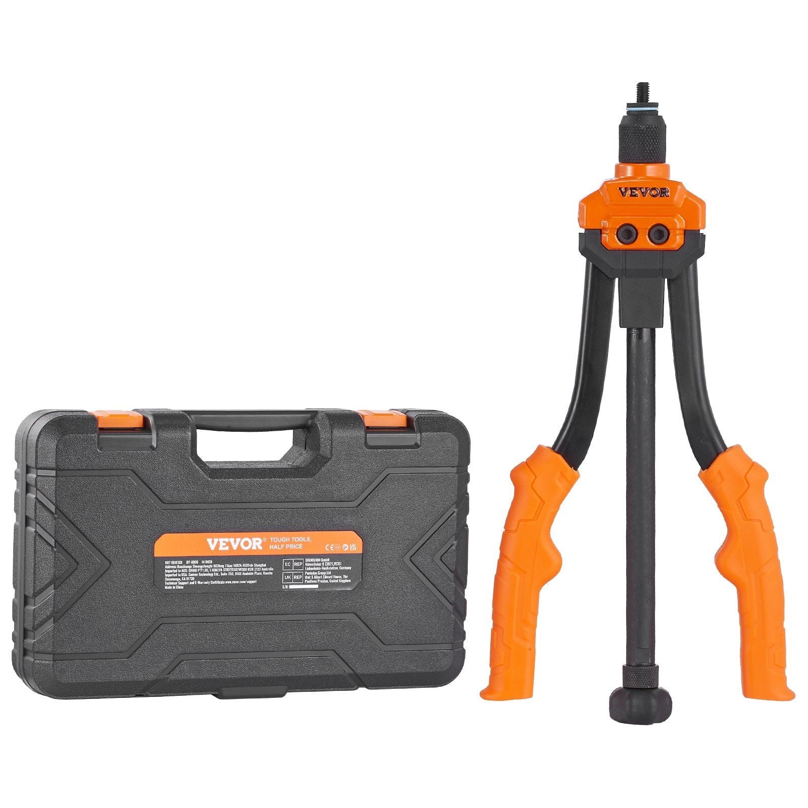 14' Rivet Nut Tool Kit with 70 PCS Assorted Metric & SAE Rivet Nuts, 7 Mandrels – for M6, M8, M10, 10-24, 1/4-20, 5/16-18, 3/8-16 – Durable Carry Case