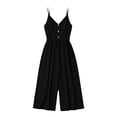 thumbnail image 5 of Tqcoqu Womens Jumpsuit Trendy Summer Casual Wide Leg Pants Sleeveless V Neck Elegant One Piece Outfit,Black,Women's S-XXL, 5 of 5