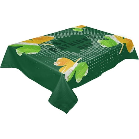 

St Patricks Day Tablecloth Irish Flag Shamrock Waterproof Oil-Proof Table Cloth Green Clover Kitchen Spillproof Tablecloths Table Cover for Indoor and Outdoor Use 52x70in