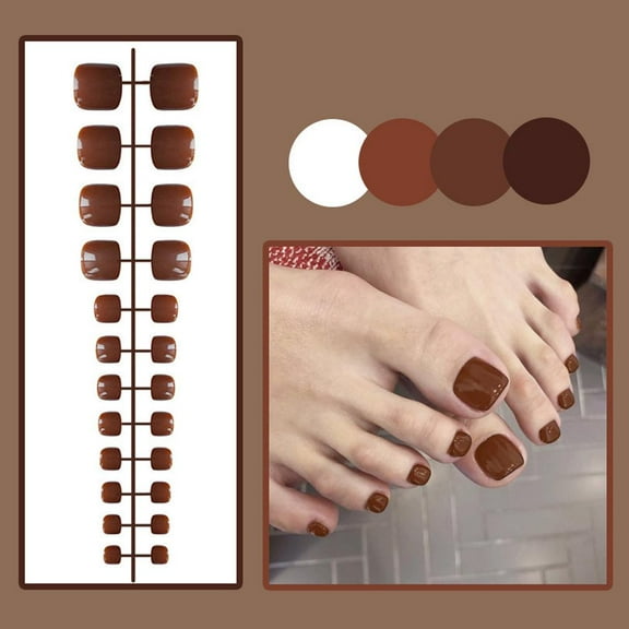 Finished Toenail Glossy Patches Fake Nails Wearable 24Pc✨y Tools Manicure E8E9